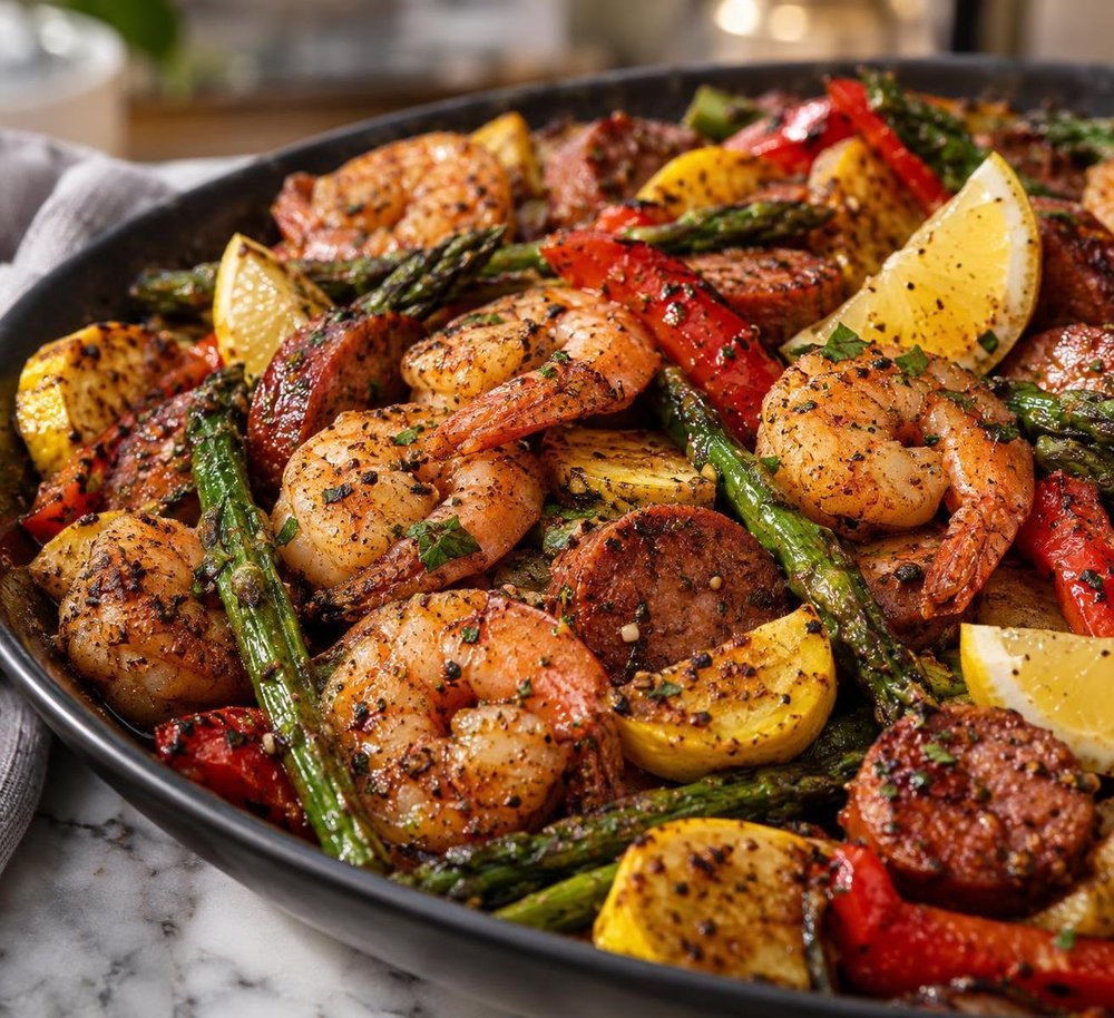 Sheet-Pan Cajun Shrimp with Sausage and Veggies