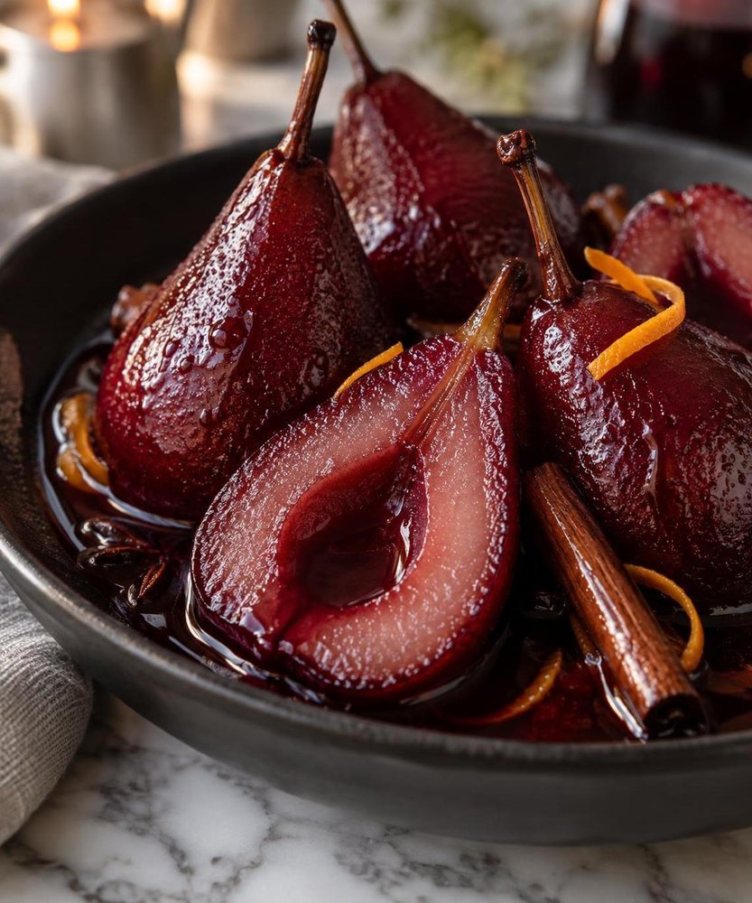 Rode Wijn Stoofperen (Dutch Red Wine Poached Pears)