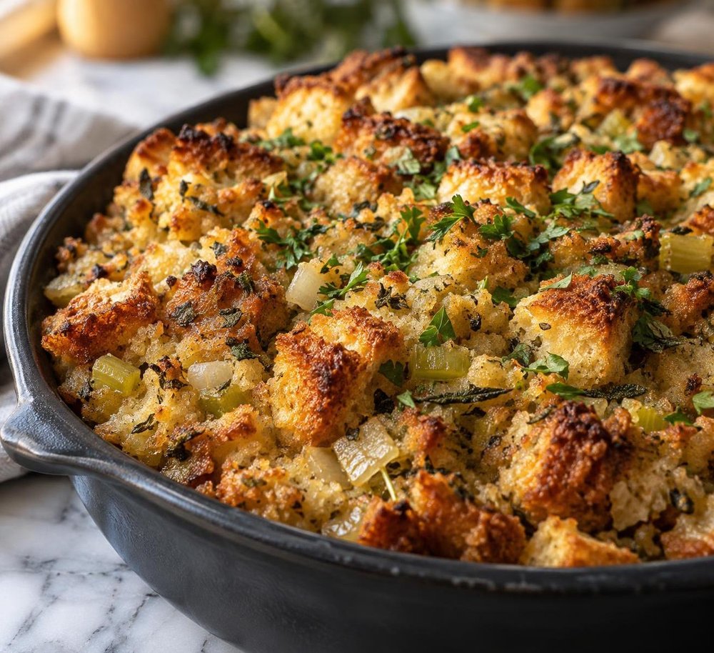 Herbed Thanksgiving Bread Dressing with Parsley, Sage & Thyme