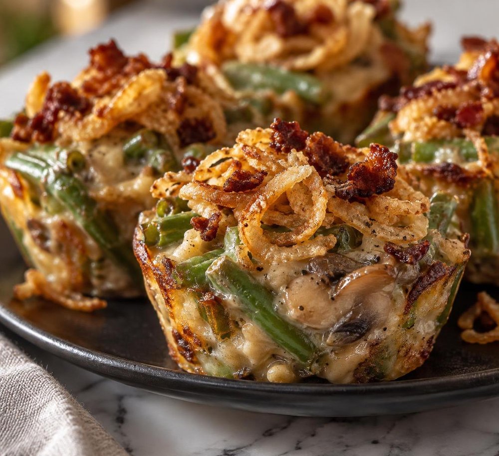 Mini Green Bean Casserole Cups