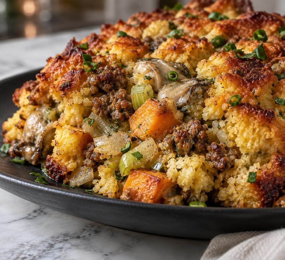 Mom's Delicious Oyster Corn Bread Dressing