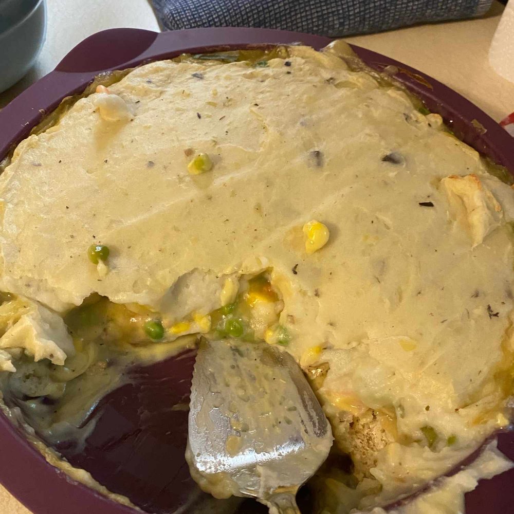 Turkey Pot Pie with Fluffy Mashed Potato Crust