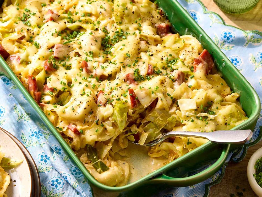 Cabbage and Pierogi Bake with Kielbasa