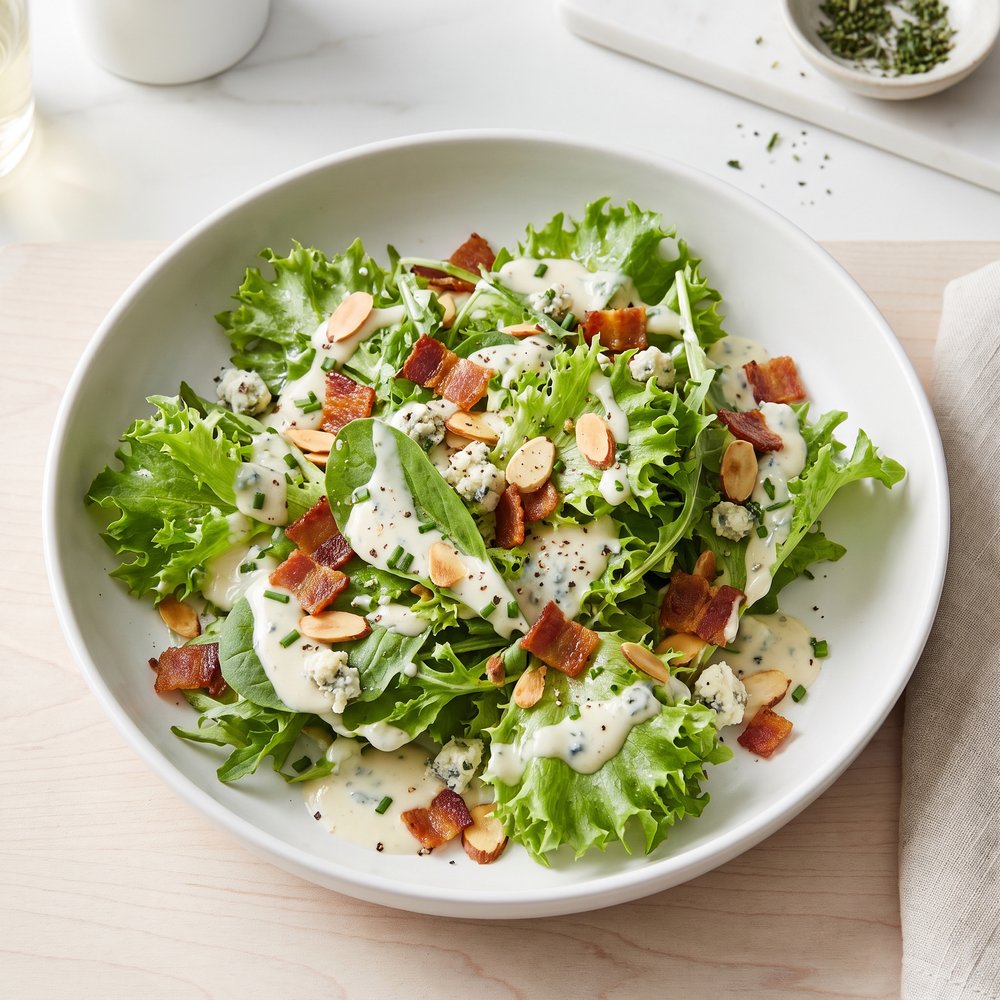 Baby Greens with a Warm Gorgonzola Dressing