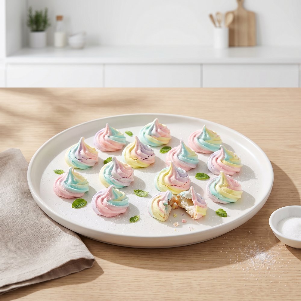 Whimsical Rainbow Swirl Meringues