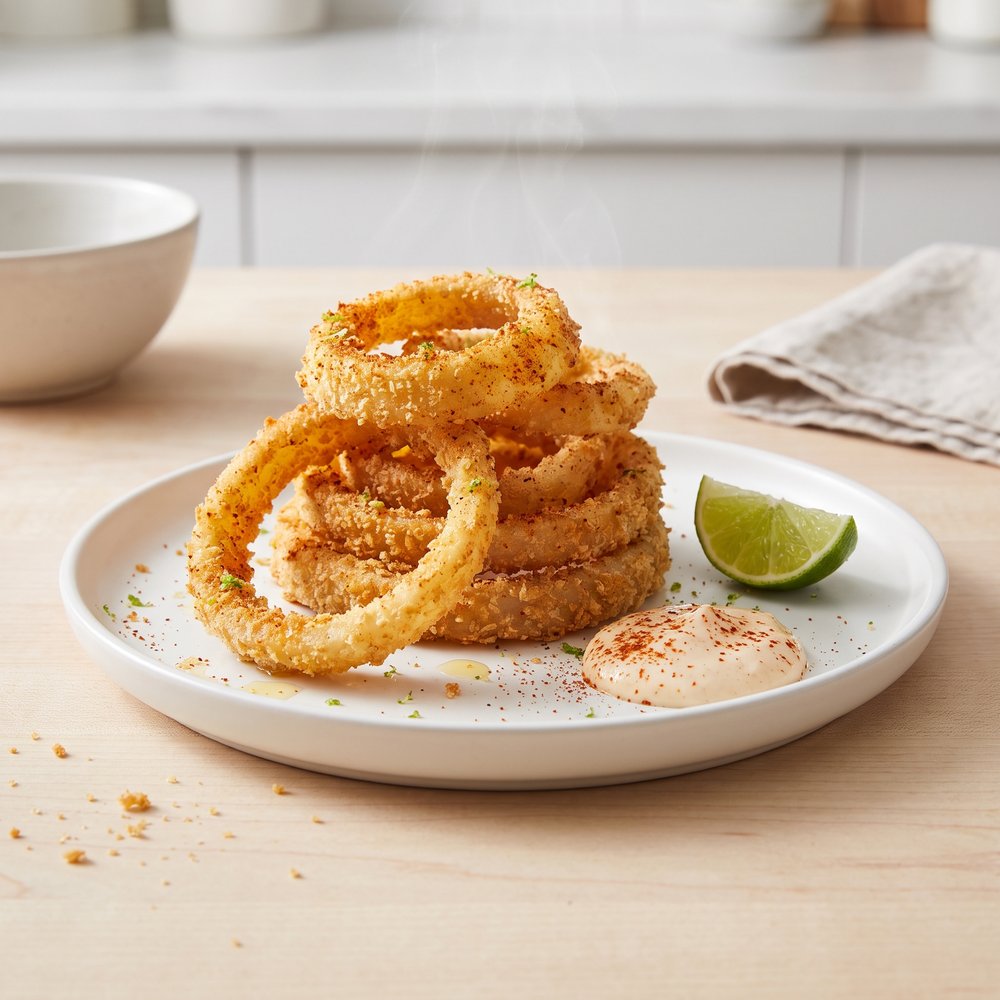 Air Fryer Chile-Lime Spiced Onion Rings