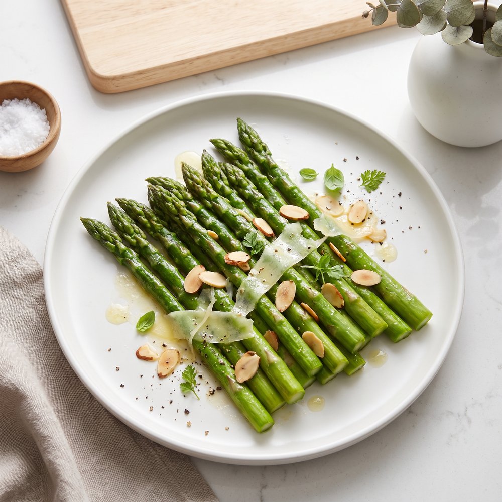Asparagus with Sliced Almonds and Parmesan Cheese