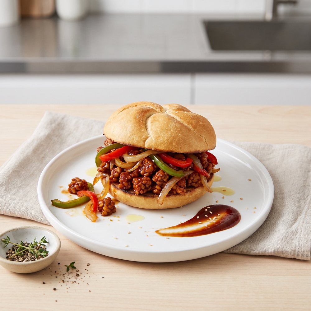 BBQ Tempeh Kaiser Roll Sandwiches