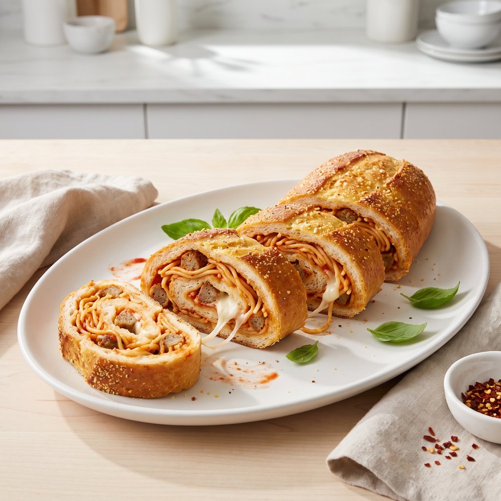 Stuffed Spaghetti Bread Loaf
