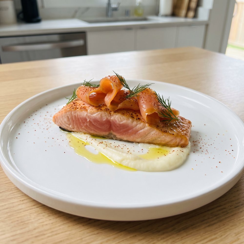 Roasted Salmon with Smoked Salmon Topping