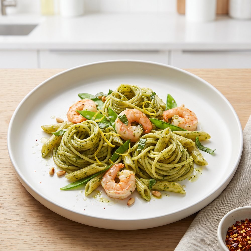 Penne with Shrimp and Pesto