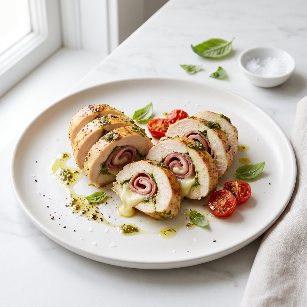 Prosciutto-Stuffed Baked Chicken Breasts with Pesto