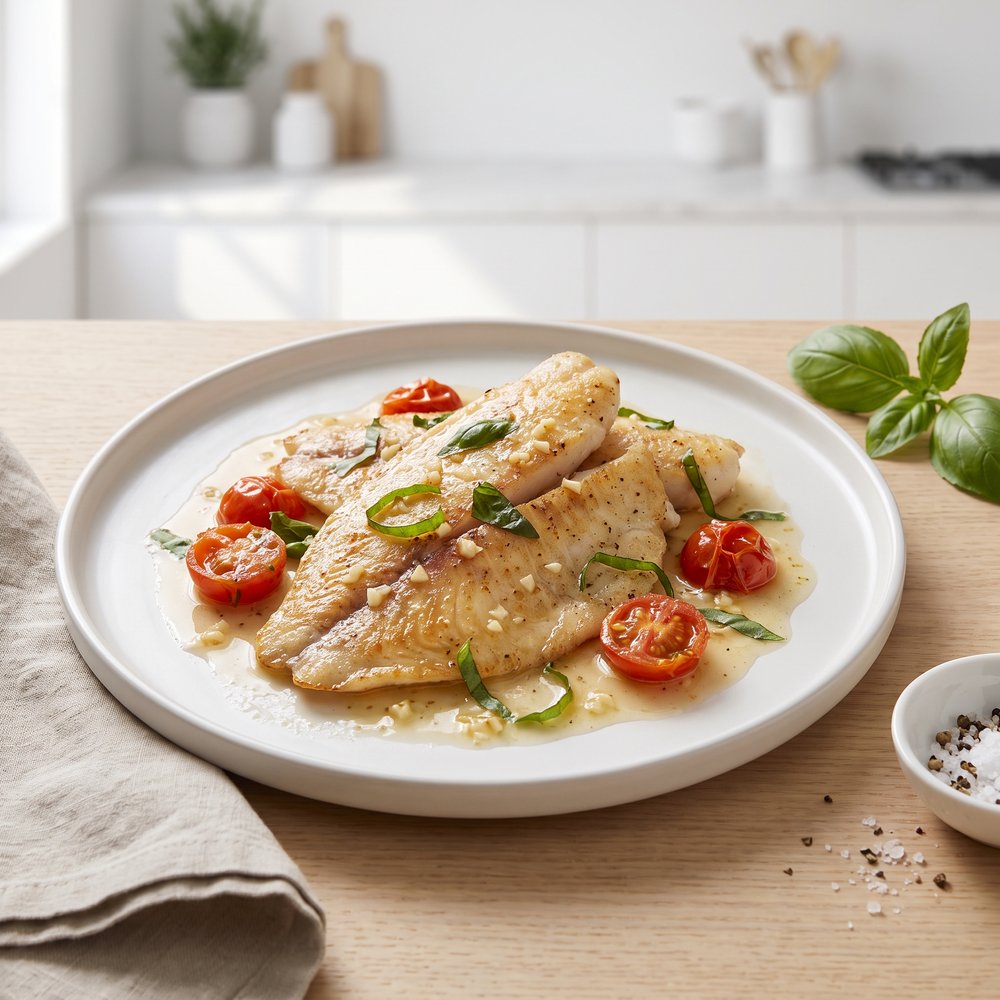 Quick Tilapia with White Wine and Tomatoes