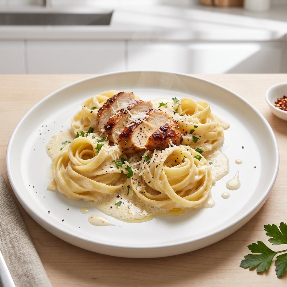 Chicken Alfredo with Fettuccini Noodles