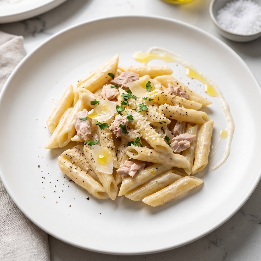 Creamy Tuna Alfredo Penne