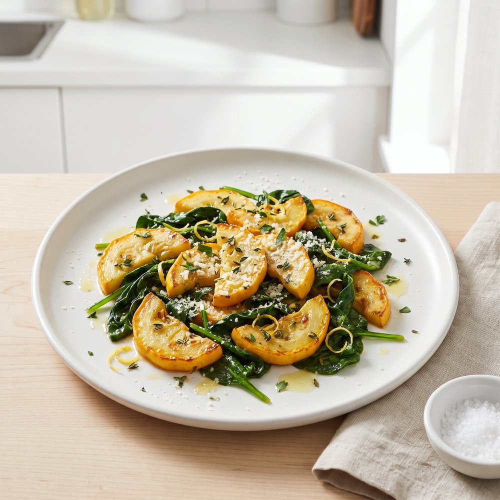 Skillet Patty Pan Squash with Herbs and Lemon