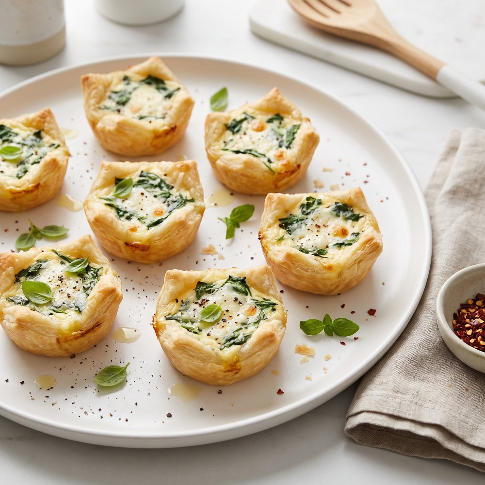 Individual Spinach-Ricotta Puff Pastry Quiches