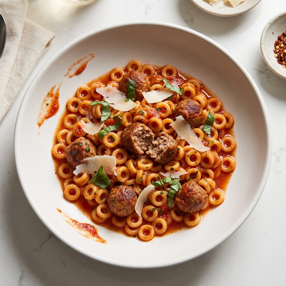 From-Scratch Spaghetti Rings with Mini Meatballs