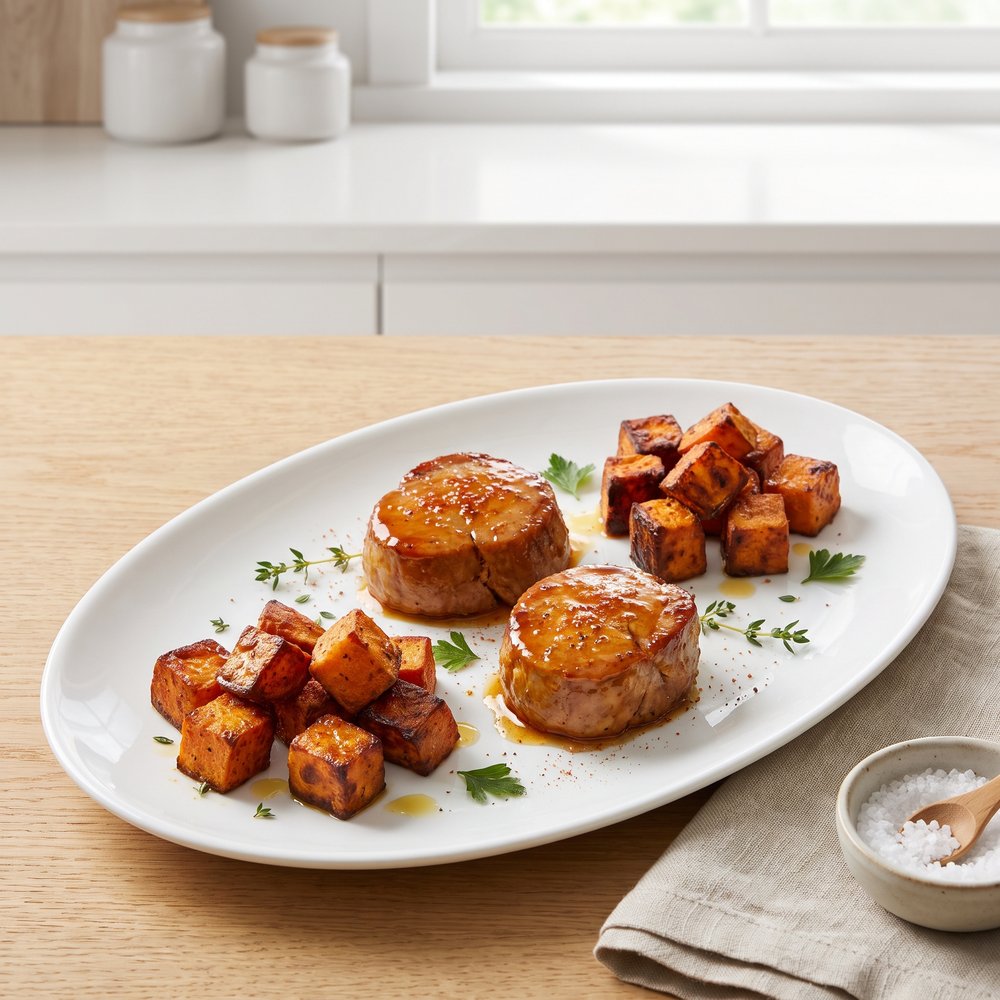 Air Fryer Pork Tenderloin with Sweet Potatoes