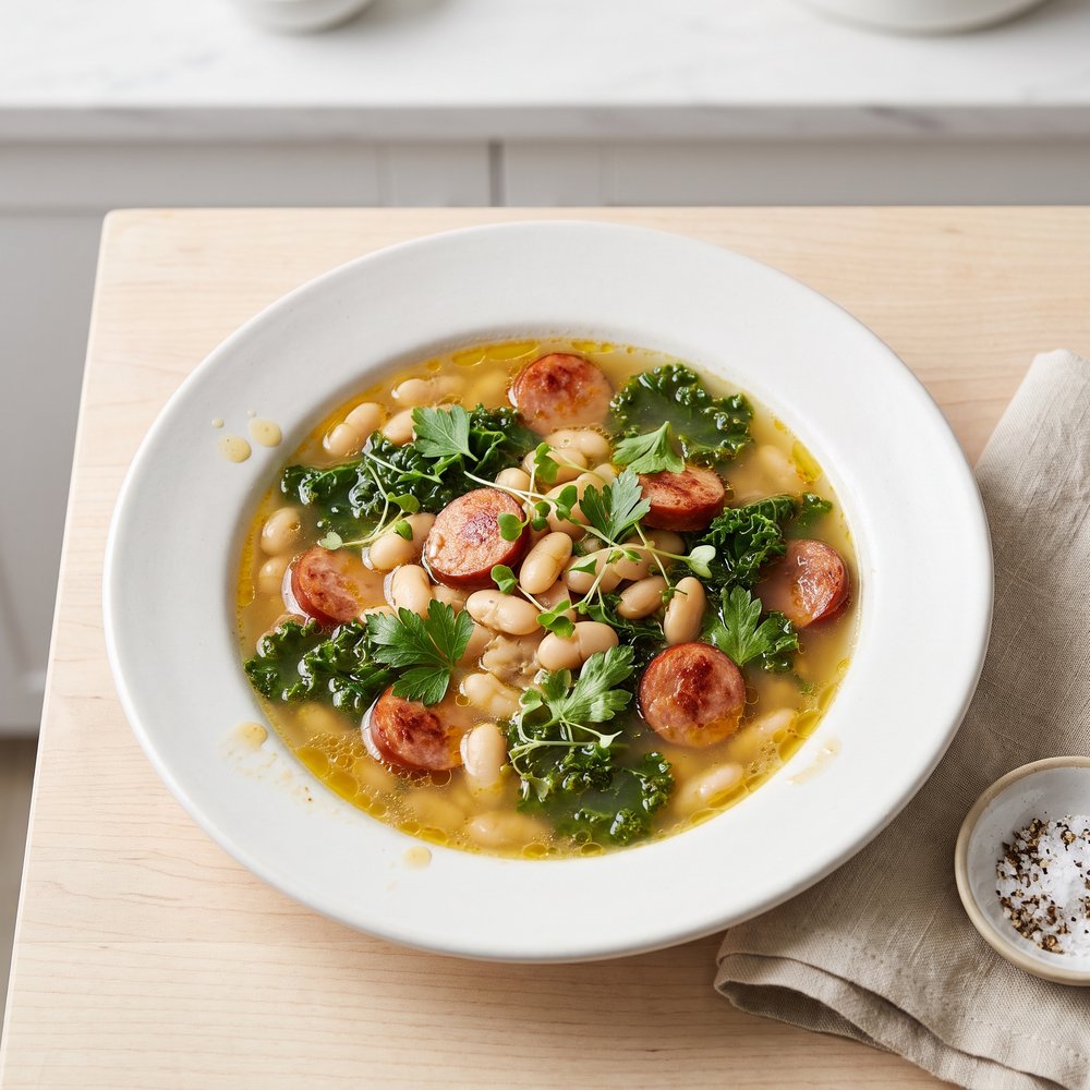Big Ray's White Bean, Kale, and Kielbasa Soup