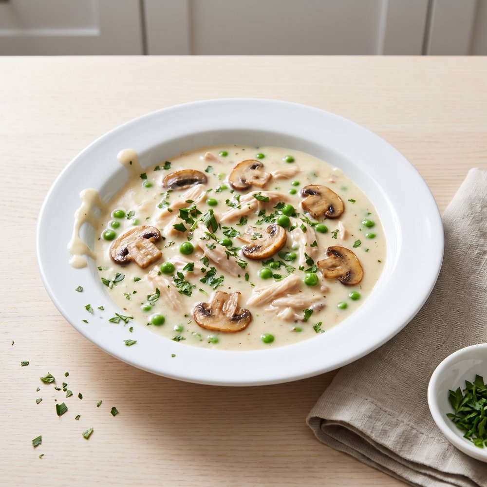Creamy Turkey à la King with Mushrooms and Peas