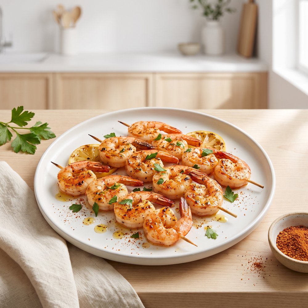 Quick Charred Lemon Shrimp