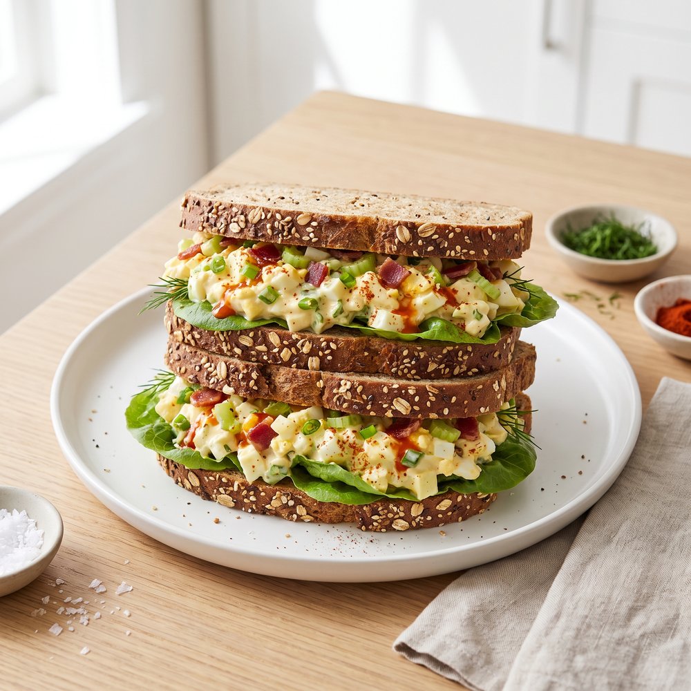 Air-Fried Loaded Egg Salad Sandwiches
