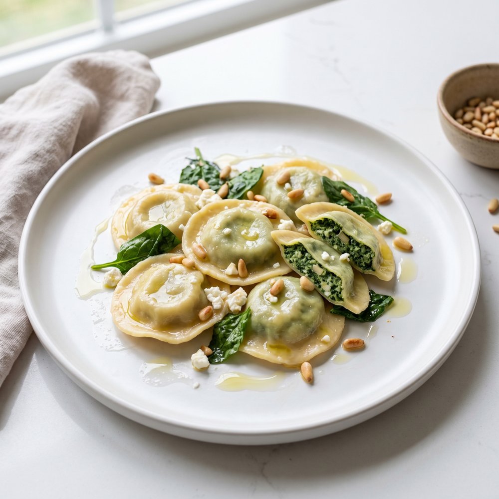 Feta, Spinach & Pine Nut Filling for Ravioli