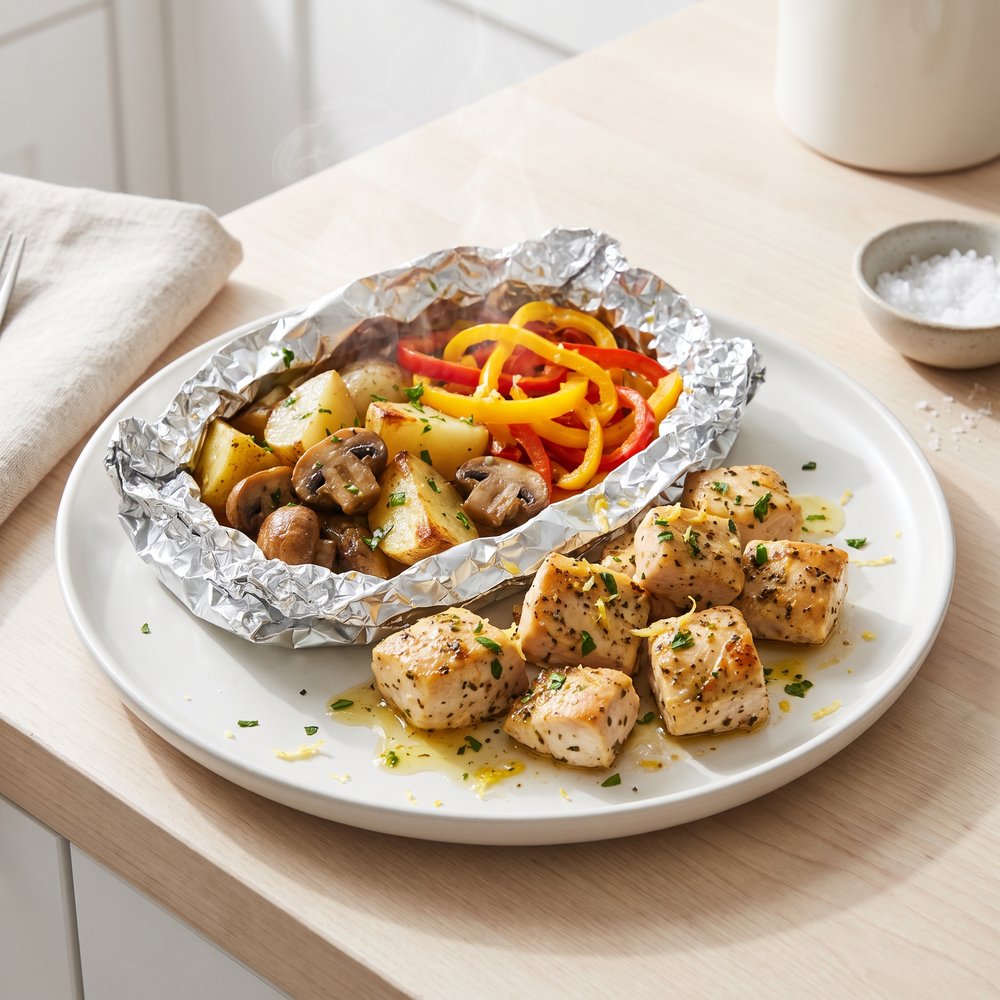 Chicken and Veggie Campfire Foil Packets