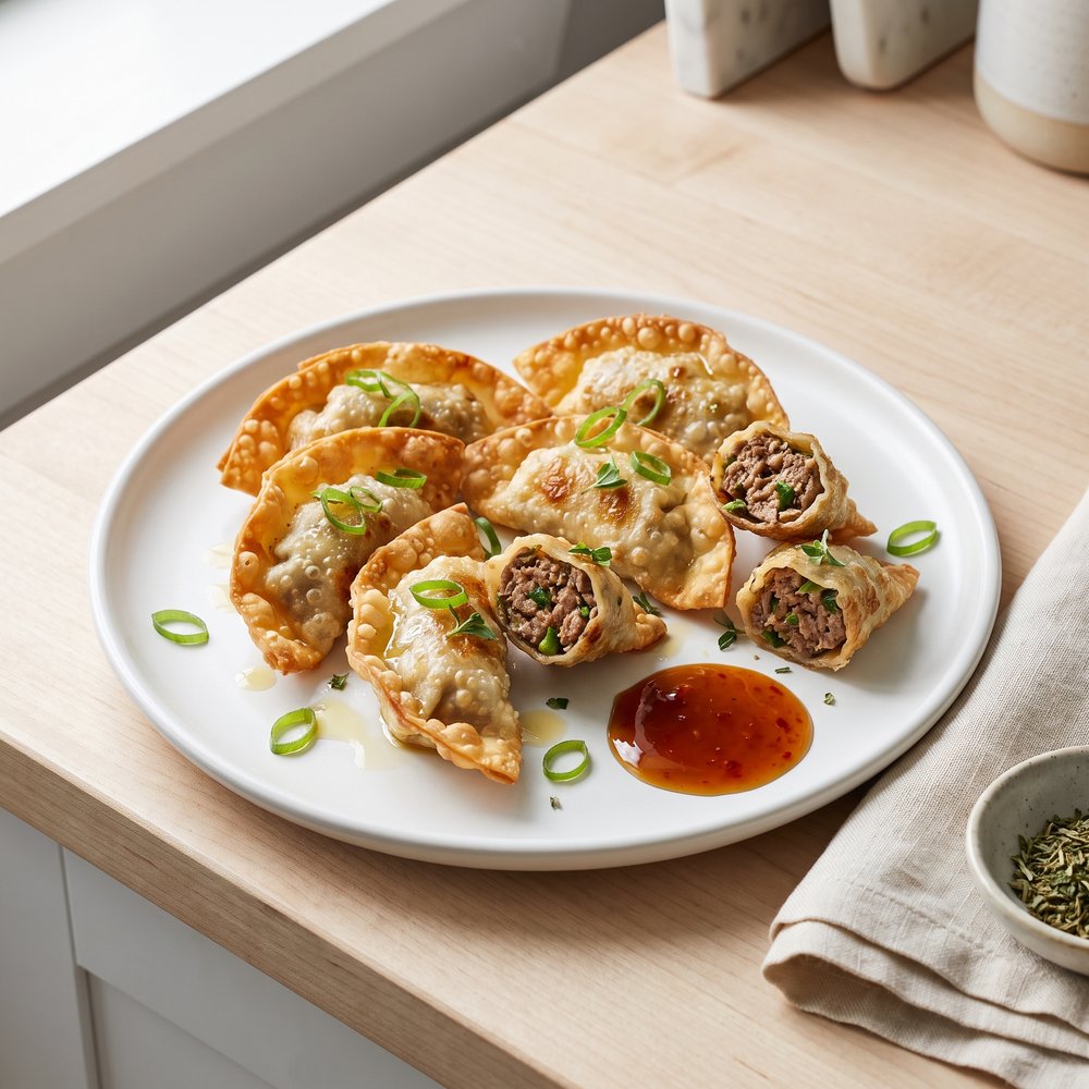 Crispy Air-Fried Beef Wontons