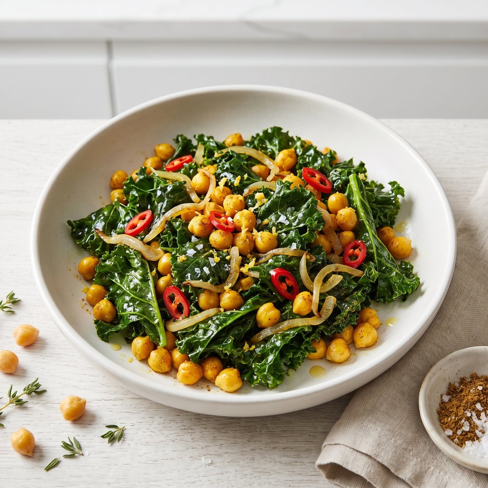 Spiced Indian-Style Kale and Chickpeas