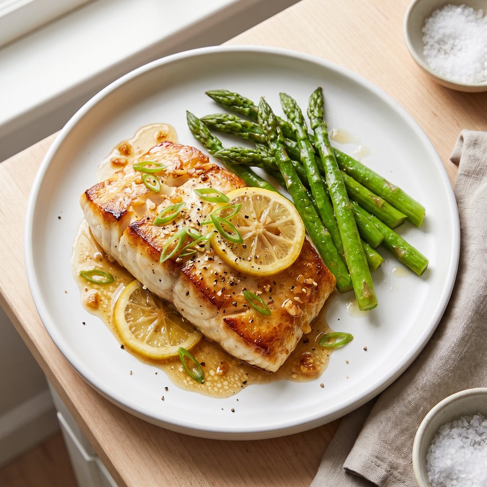 Quick Skillet Halibut with Honey-Lemon Glaze