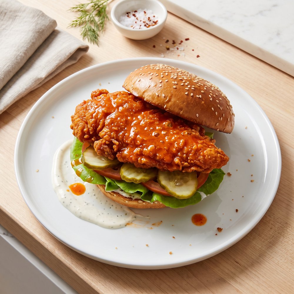 Crispy Buffalo Chicken Sandwiches on Buns