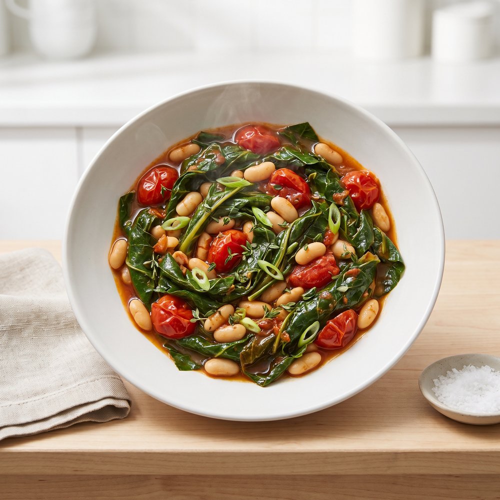 Spicy Vegetarian Collard Greens with Tomatoes