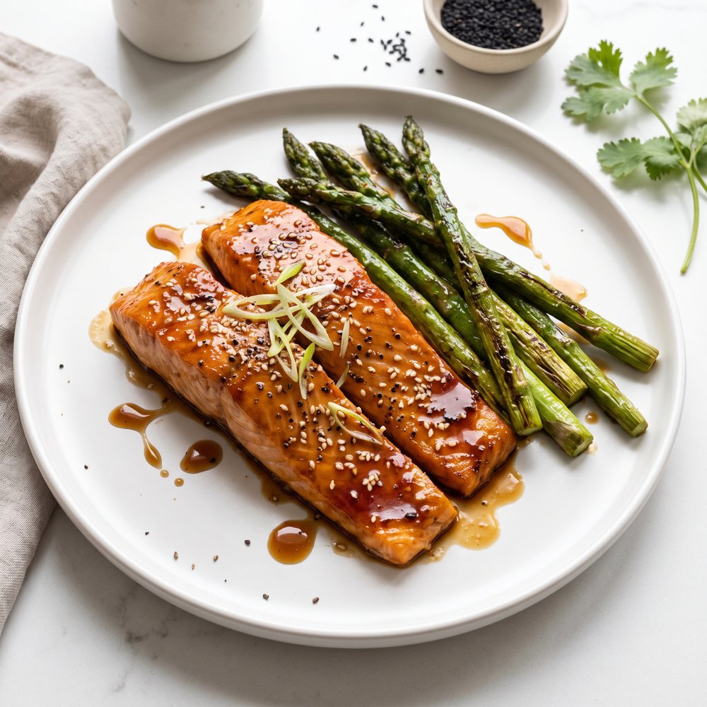 Soy Honey-Glazed Salmon and Asparagus