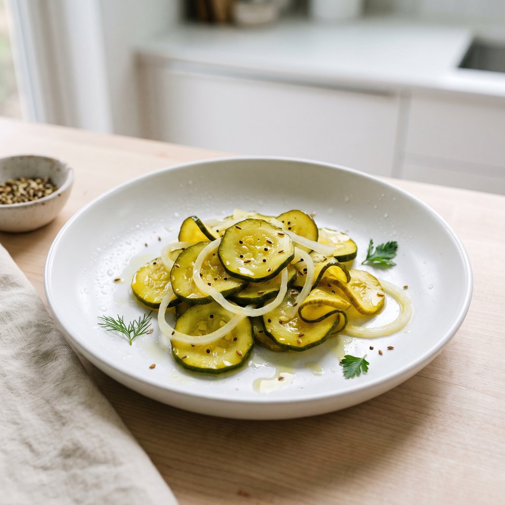 Mustard-Turmeric Zucchini Refrigerator Pickles