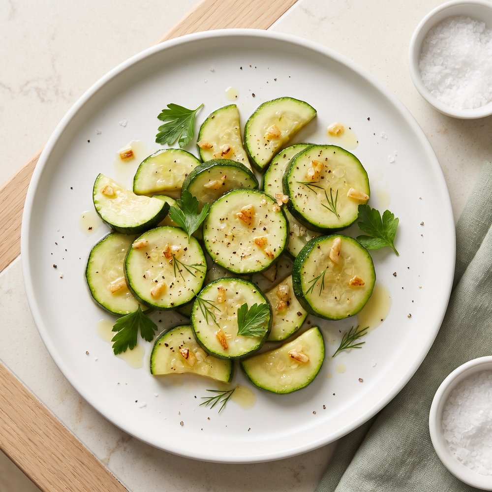 Garlic-Olive Oil Steamed Zucchini Spears