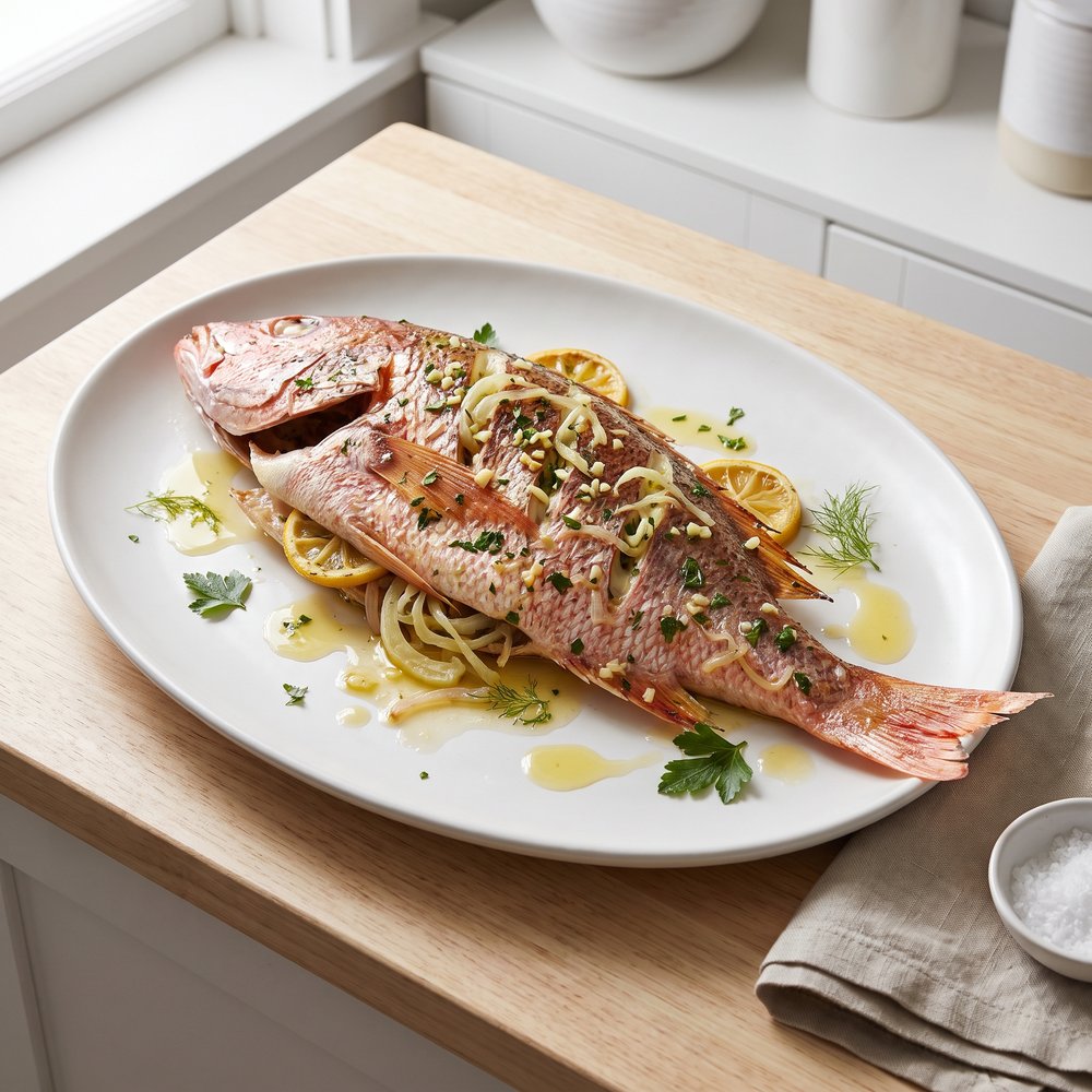 Whole Red Snapper with Fennel, Shallot, and Garlic