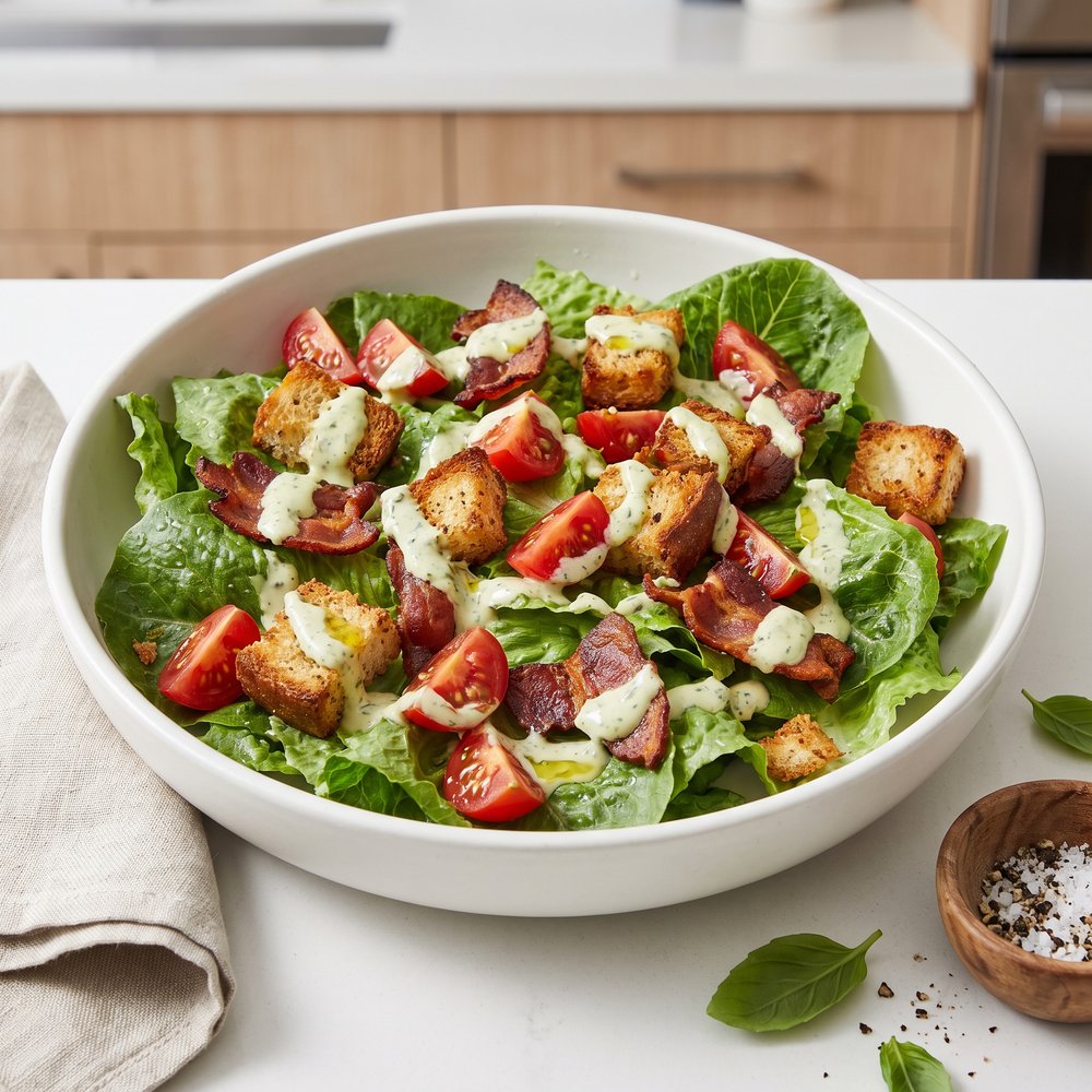 BLT Salad with Creamy Basil Mayo