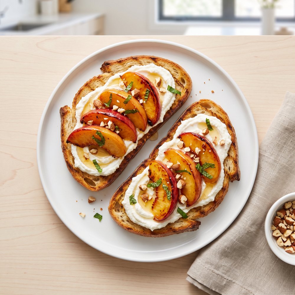 Ricotta Toast with Grilled Nectarines and Honey