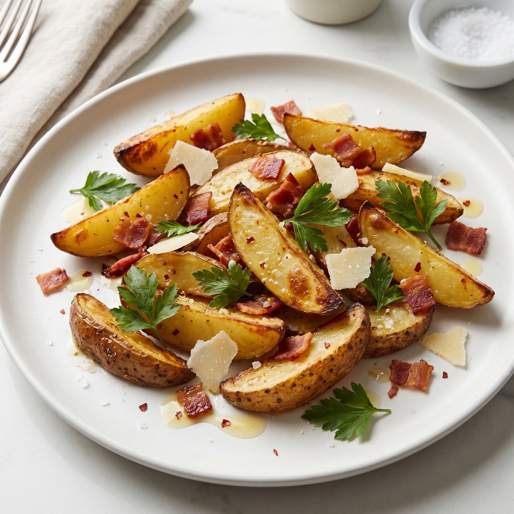 Roasted Potatoes with Bacon, Cheese, and Parsley