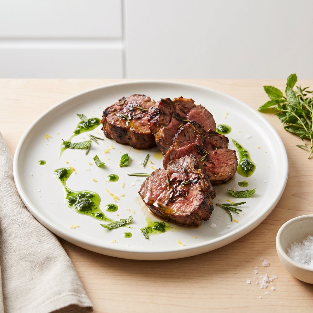 Rosemary-Seared Lamb Chops with Bright Mint Oil