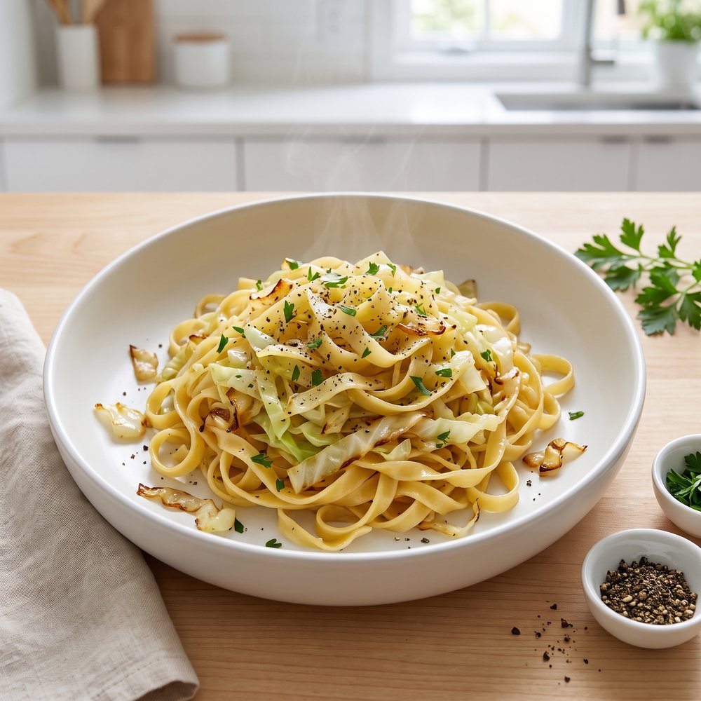 Buttered Cabbage with Egg Noodles