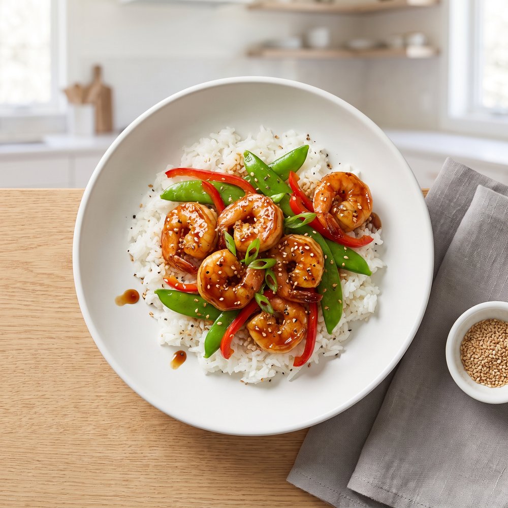 Shrimp and Sesame Teriyaki Stir-Fry