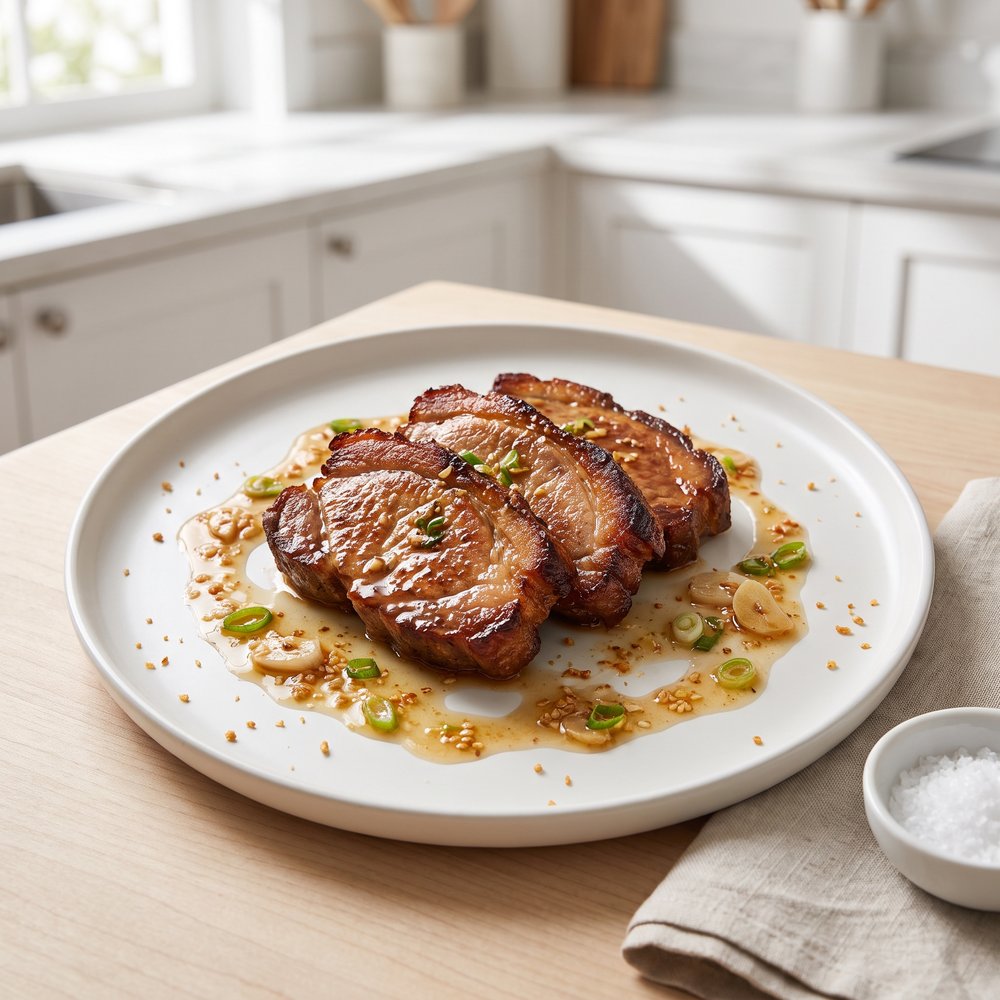 Skillet Pork Butt Steaks with Soy-Butter Pan Sauce