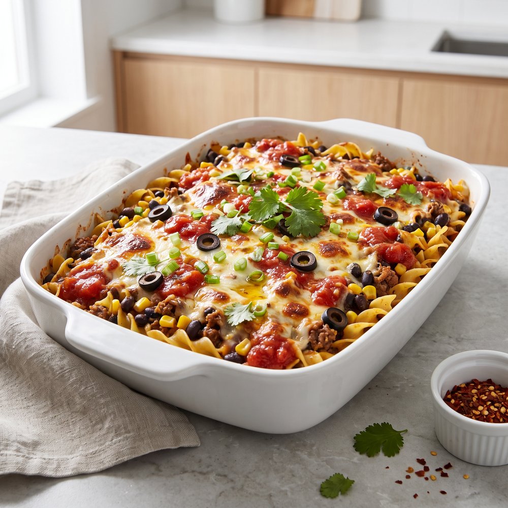 Quick Mexican-Inspired Beef Noodle Casserole