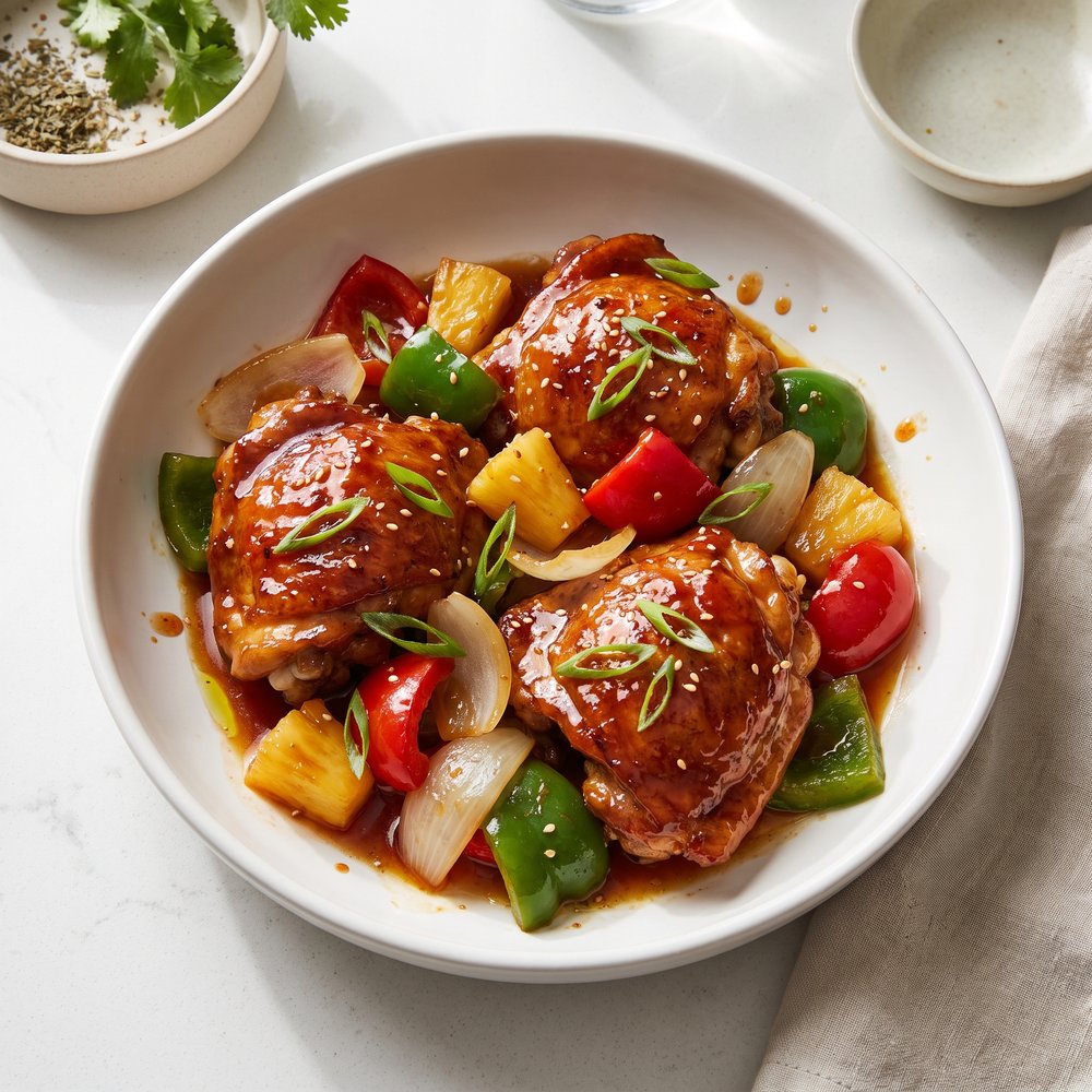 Baked Sweet and Sour Chicken Thighs with Pineapple