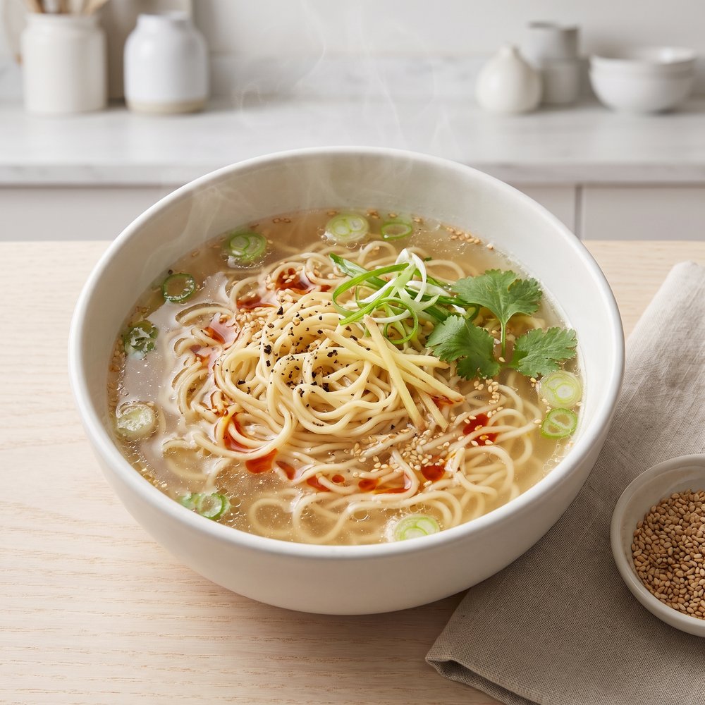 Instant Ramen with Garlic, Onion, and Ginger Broth