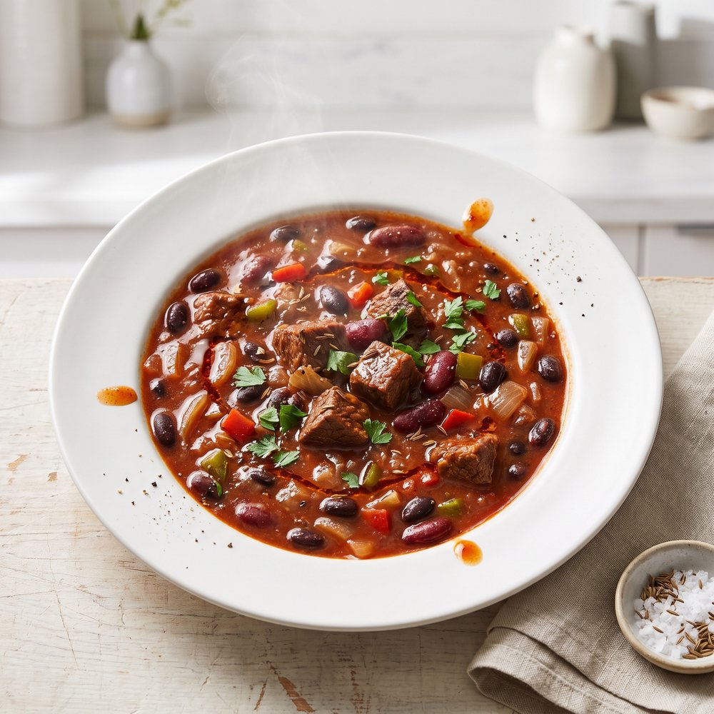 Stew Beef and Bean Slow Cooker Chili