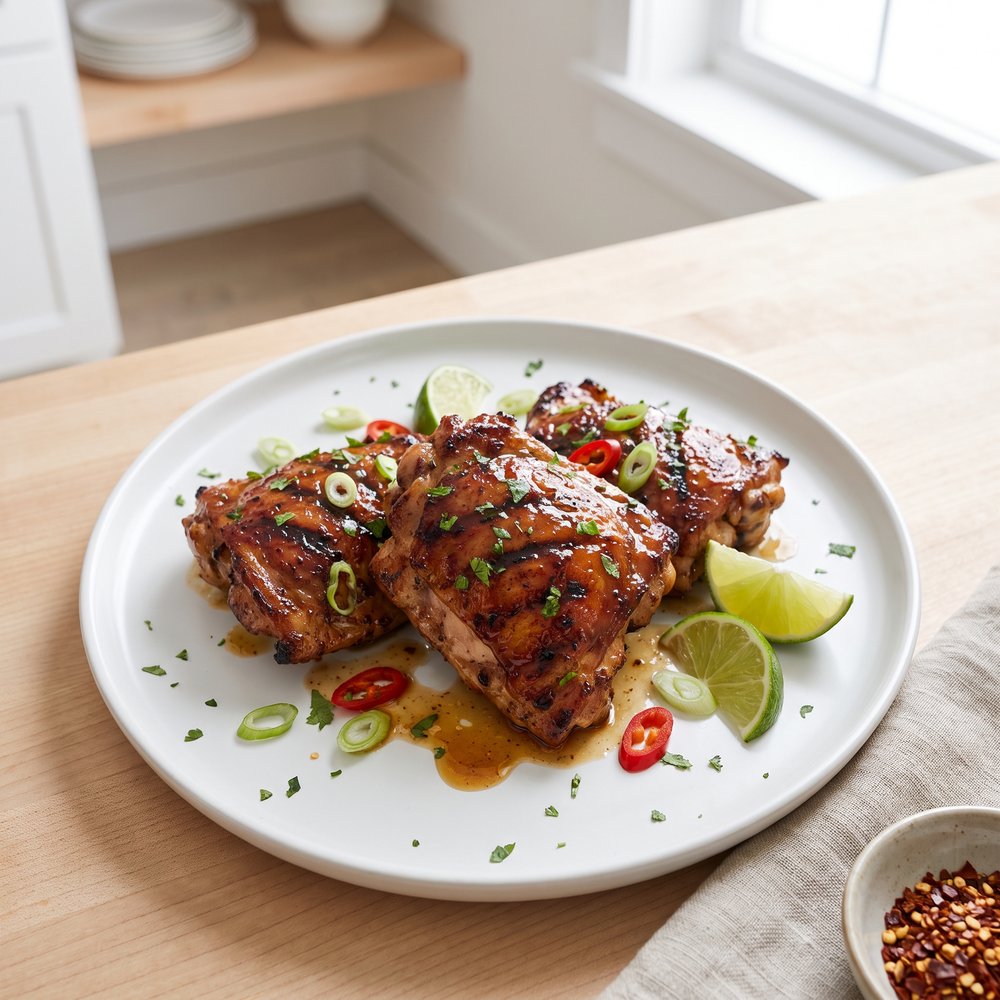 Charred Jerk-Spiced Chicken Thighs